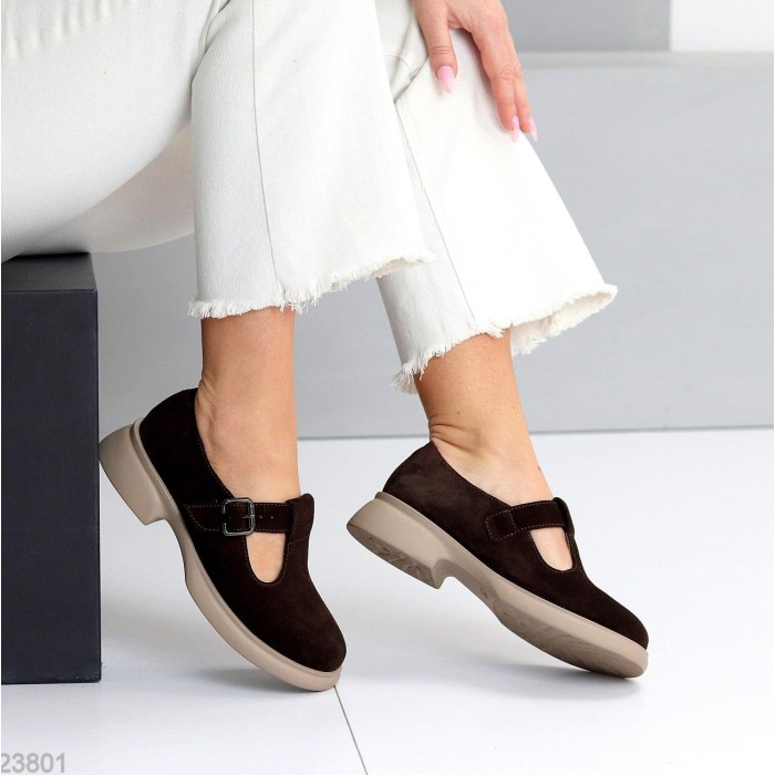 Туфлі жіночі натуральна замша колір-шоколад 36,38,40р