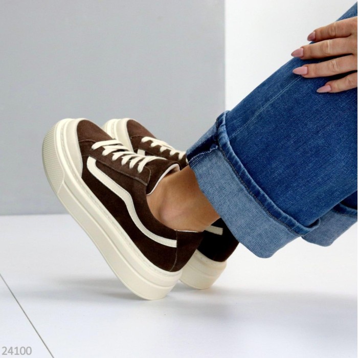 Кеди жіночі натуральна-шкіра/натуральна-замша колір-беж 37,38,39,40р