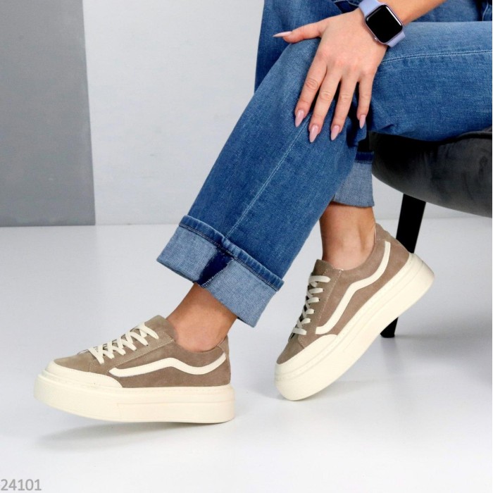 Кеди жіночі натуральна-шкіра/натуральна-замша колір-беж 36,37,39,40р