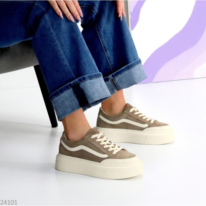 Кеди жіночі натуральна-шкіра/натуральна-замша колір-беж 36,37,39,40р