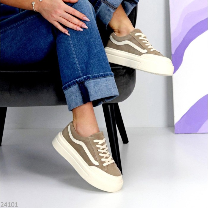 Кеди жіночі натуральна-шкіра/натуральна-замша колір-беж 36,37,39,40р