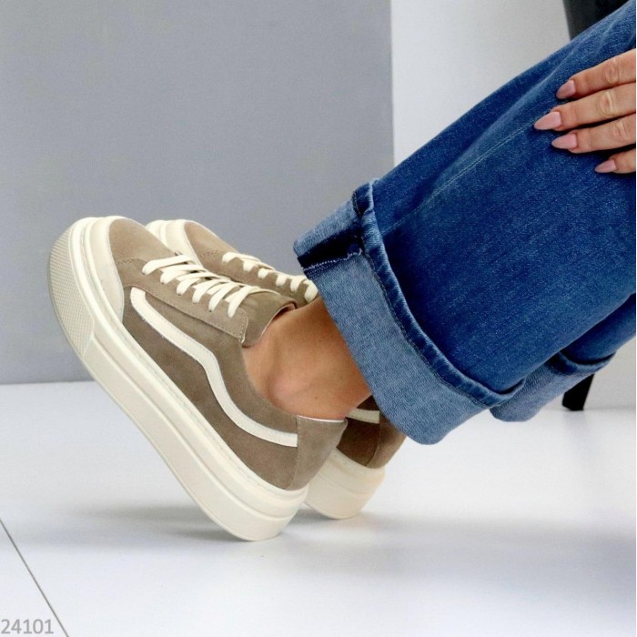 Кеди жіночі натуральна-шкіра/натуральна-замша колір-беж 36,37,39,40р