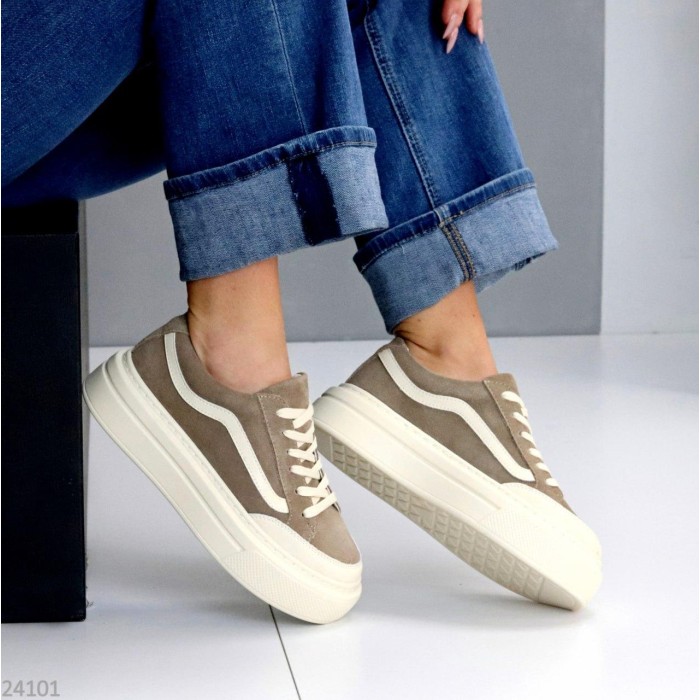 Кеди жіночі натуральна-шкіра/натуральна-замша колір-беж 36,37,39,40р