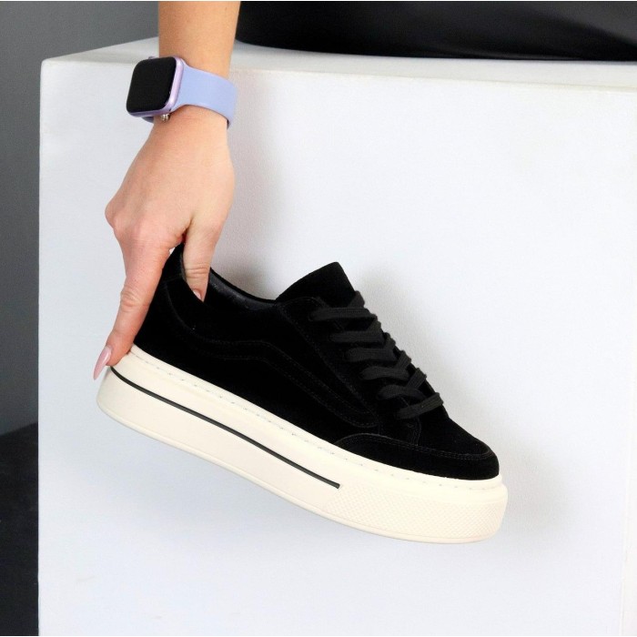 Кеди жіночі натуральна замша чорні 37,38,39,40р