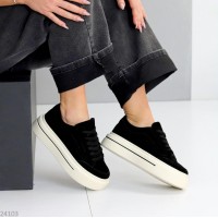 Кеди жіночі натуральна замша чорні 37,38,39,40р