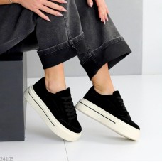 Кеди жіночі натуральна замша чорні 37,38,39,40р