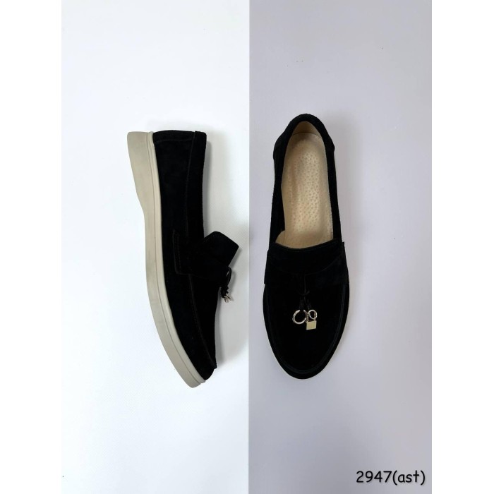 Туфлі/Лофери жіночі натуральна замша чорні 37р