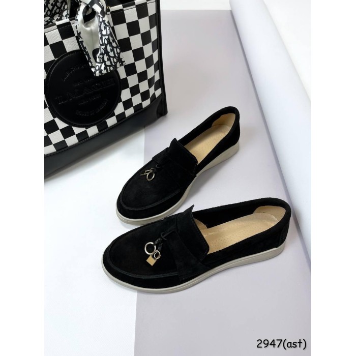 Туфлі/Лофери жіночі натуральна замша чорні 37р