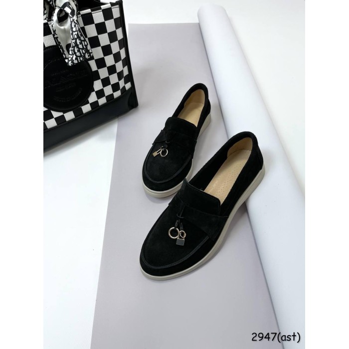 Туфлі/Лофери жіночі натуральна замша чорні 37р