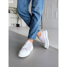 Кеди для жінок на високій підошві екошкіра/текстиль білі 36,38,39,40р