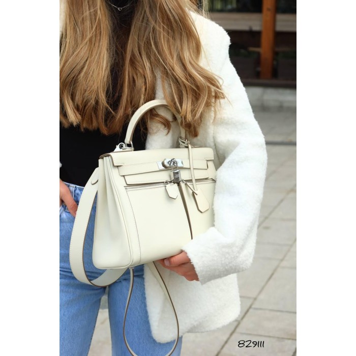 Сумка жіноча з натуральної люкс шкіри Молочна