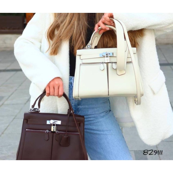 Сумка жіноча з натуральної люкс шкіри Молочна