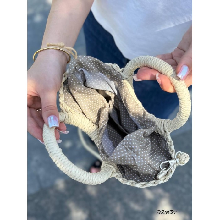 Сумка/кошик плетена на підкладці  Беж, Айворі Айвори