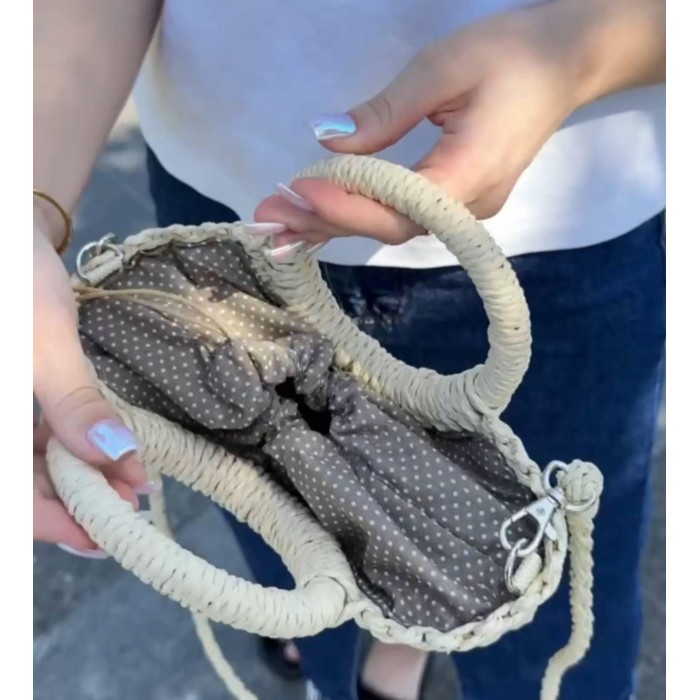 Сумка/кошик плетена на підкладці  Беж, Айворі Айвори