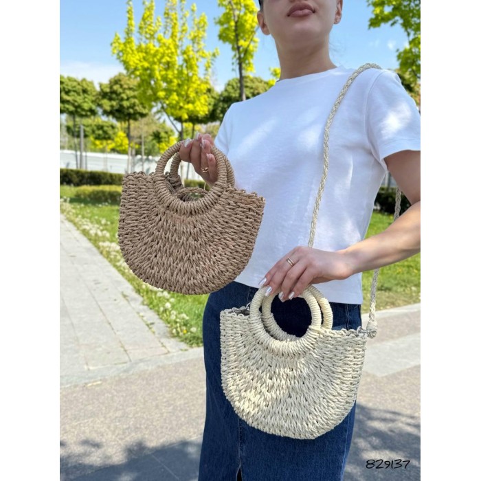 Сумка/кошик плетена на підкладці  Беж, Айворі Айвори