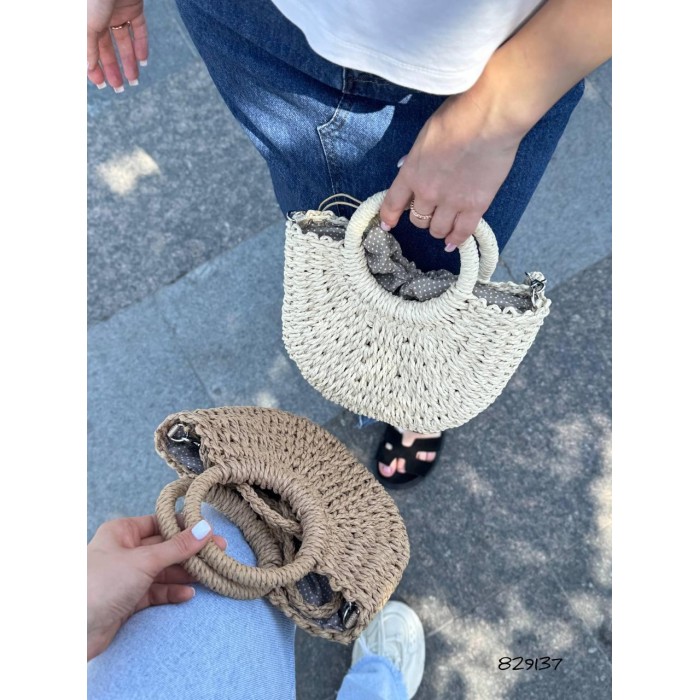 Сумка/кошик плетена на підкладці  Беж, Айворі Айвори