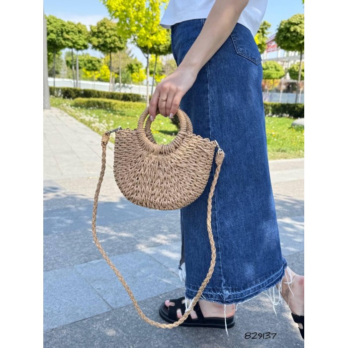 Сумка/кошик плетена на підкладці  Беж, Айворі