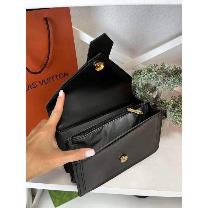 Сумка женская Лоран экокожа с тёмной фурнитурой Чёрная комбинированная