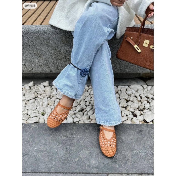 Балетки женские плетеные экокожа рыжие 39р