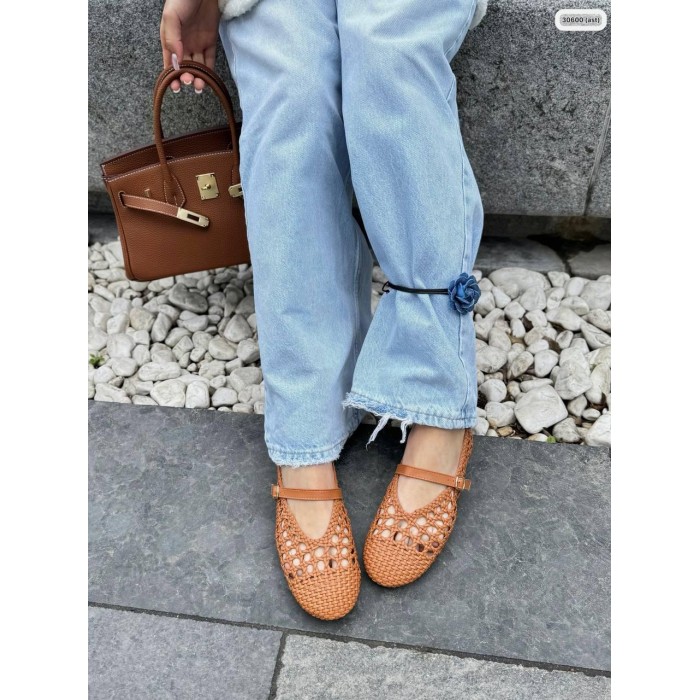 Балетки женские плетеные экокожа рыжие 39р