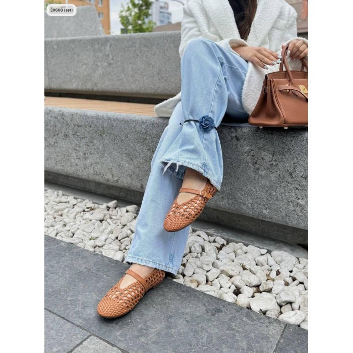 Балетки женские плетеные экокожа рыжие 39р