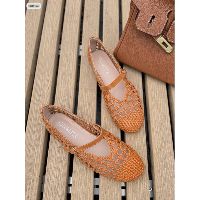 Балетки женские плетеные экокожа рыжие 39р