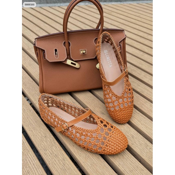 Балетки женские плетеные экокожа рыжие 39р