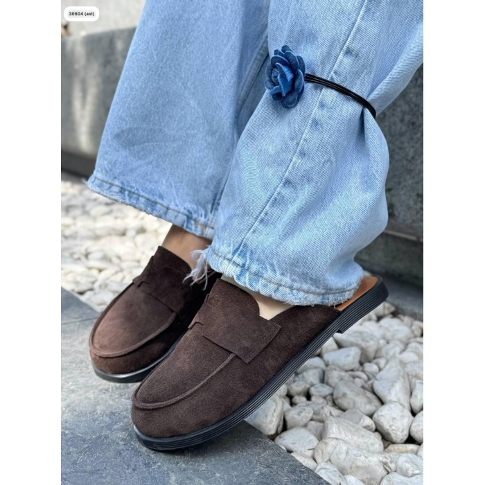 Мюлі жіночі натуральна замша колір: шоколад 36р