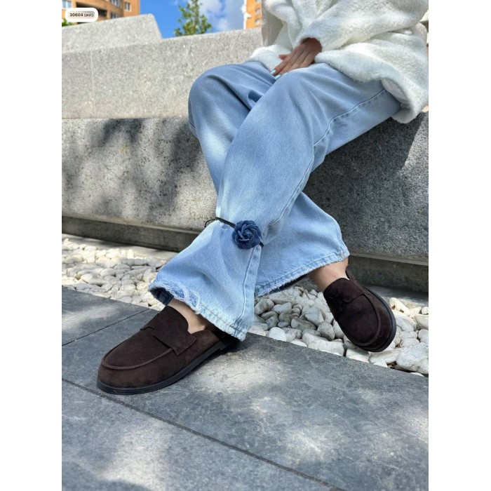 Мюлі жіночі натуральна замша колір: шоколад 36р