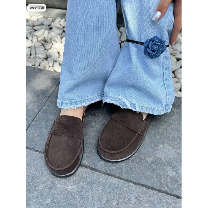 Мюлі жіночі натуральна замша колір: шоколад 36р