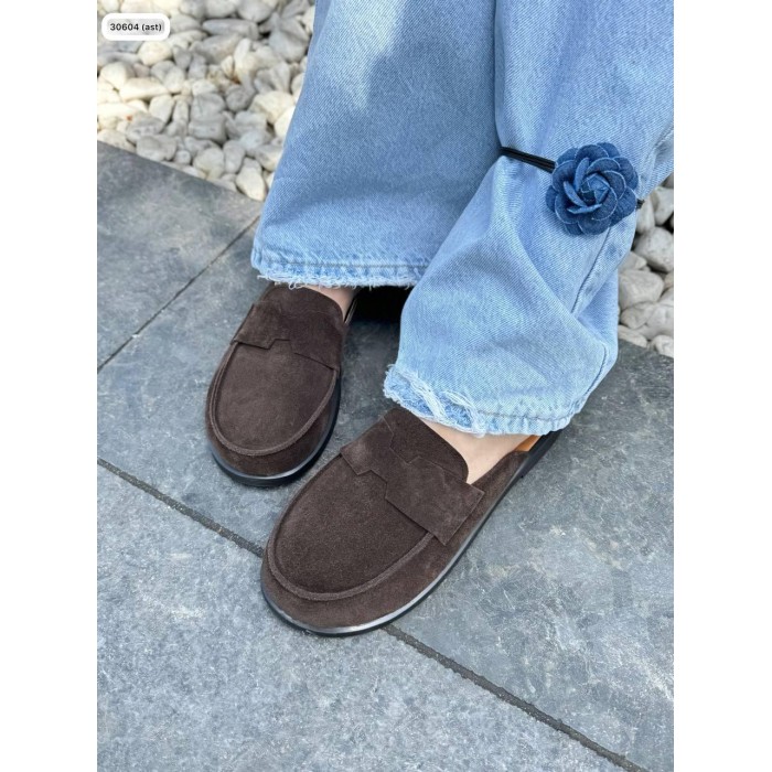 Мюлі жіночі натуральна замша колір: шоколад 36р