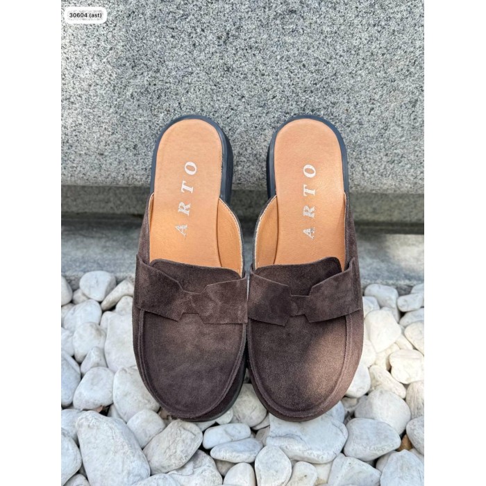 Мюлі жіночі натуральна замша колір: шоколад 36р