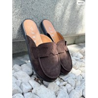 Мюли женские натуральная замша цвет: шоколад 36р