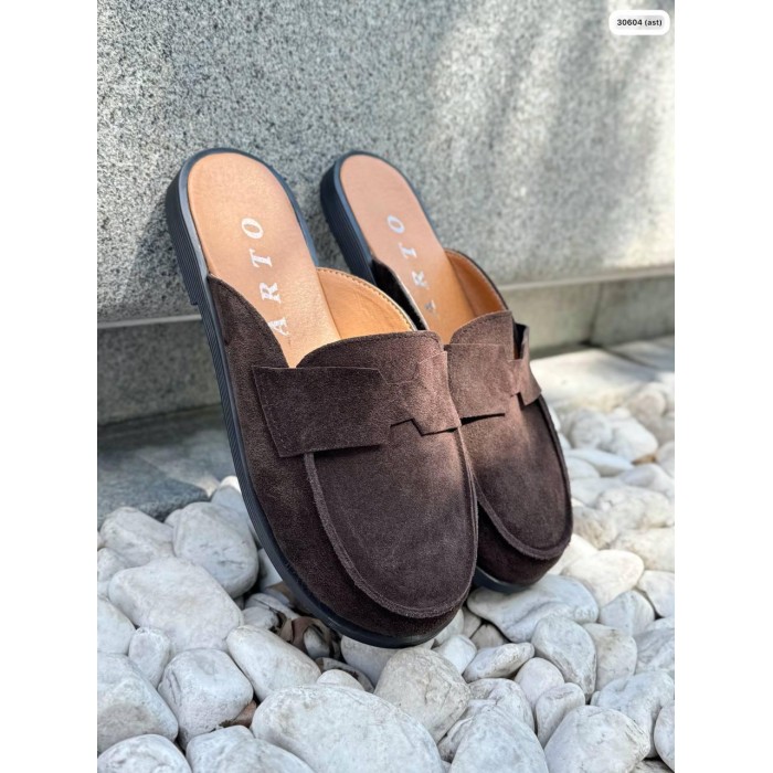 Мюлі жіночі натуральна замша колір: шоколад 36р