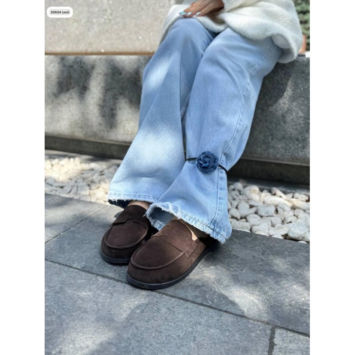 Мюлі жіночі натуральна замша колір: шоколад 36р