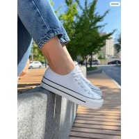 Кеди жіночі взуттєвий текстиль/екошкіра білі на 36,37,38,39р