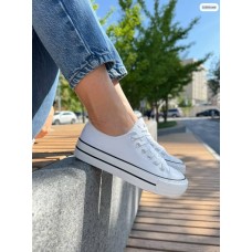 Кеди жіночі взуттєвий текстиль/екошкіра білі на 36,37,38,39р