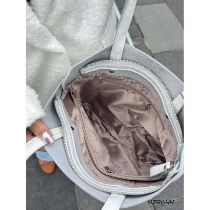 Сумка жіноча шопер натуральна шкіра лак канадка Беж світлий