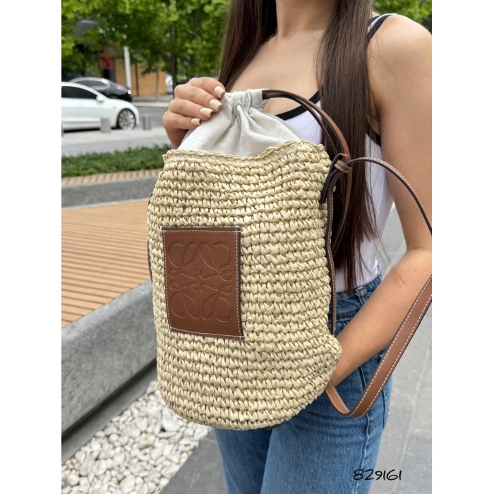 Сумка/кошик мішечок на підкладці плетена Беж