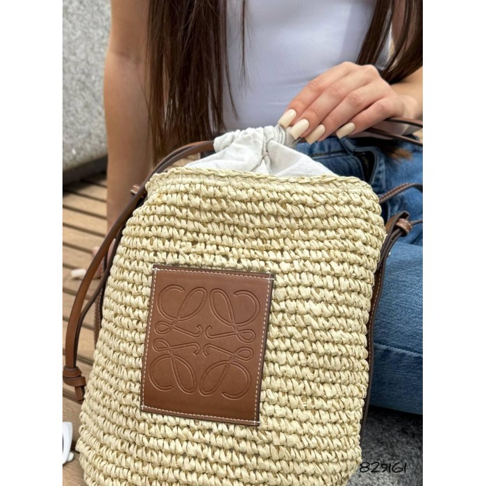 Сумка/кошик мішечок на підкладці плетена Беж