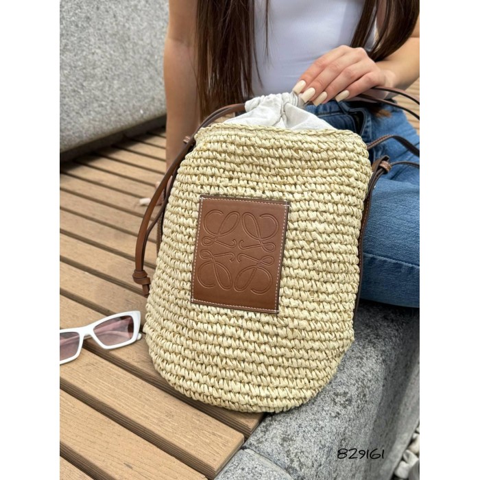 Сумка/кошик мішечок на підкладці плетена Беж