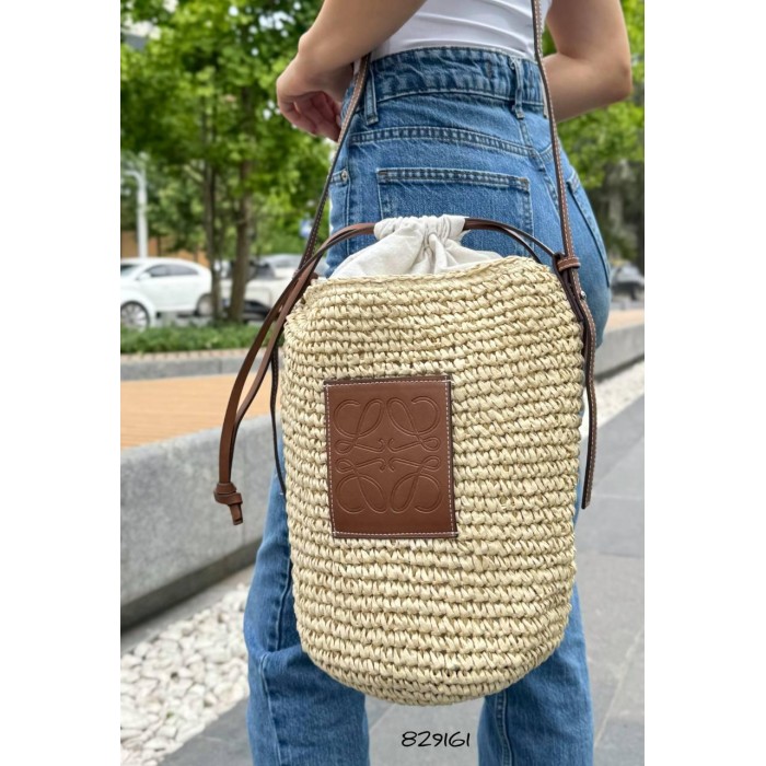 Сумка/кошик мішечок на підкладці плетена Беж
