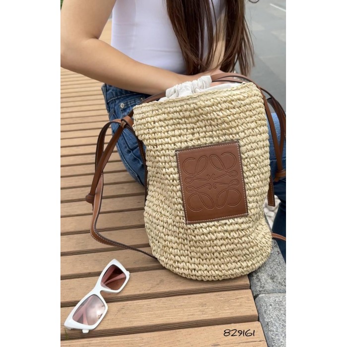 Сумка/кошик мішечок на підкладці плетена Беж