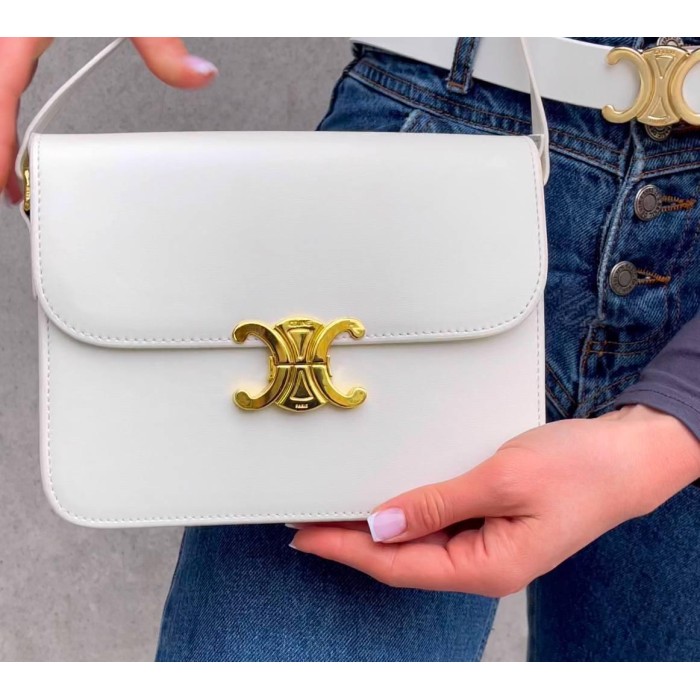 Сумка жіноча Селін міні натуральна шкіра Біла