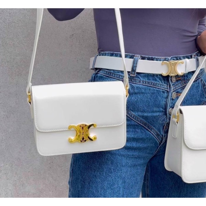 Сумка жіноча Селін міні натуральна шкіра Біла