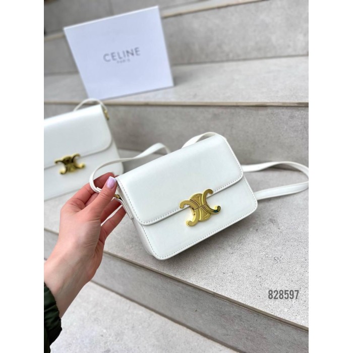 Сумка жіноча Селін міні натуральна шкіра Біла