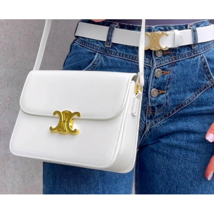 Сумка жіноча Селін міні натуральна шкіра Біла