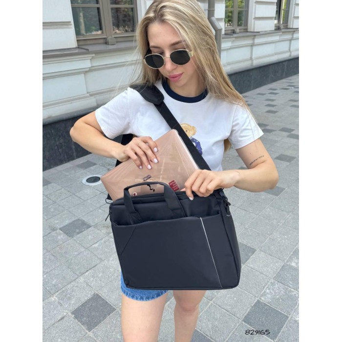 Сумка для документів та ноута змійка текстиль нейлон Чорна