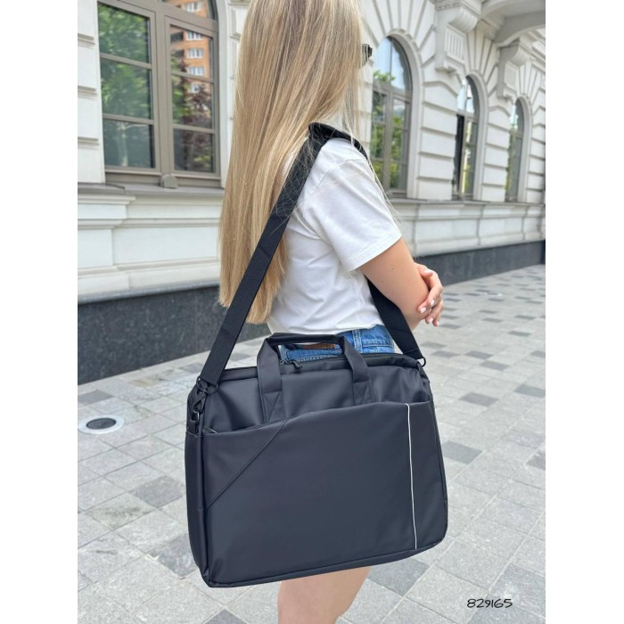 Сумка для документів та ноута змійка текстиль нейлон Чорна
