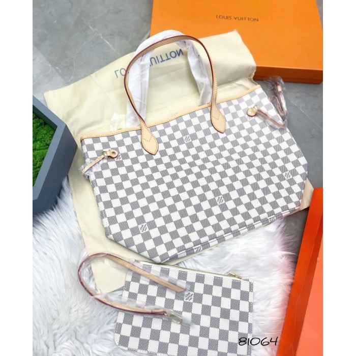 Сумка жіноча з клатчем комбінована шкіра /канва Клітинка (світла, темна)